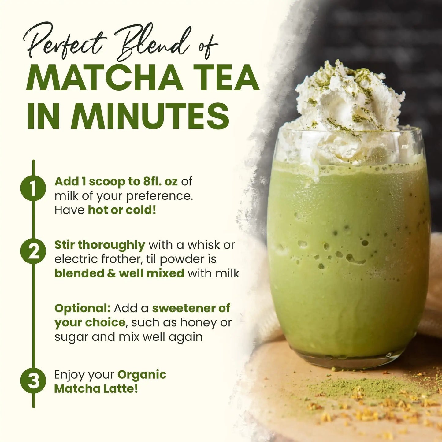 Matcha Bio – Thé Japonais Premium à la Vanille & Ashwagandha (133 g)