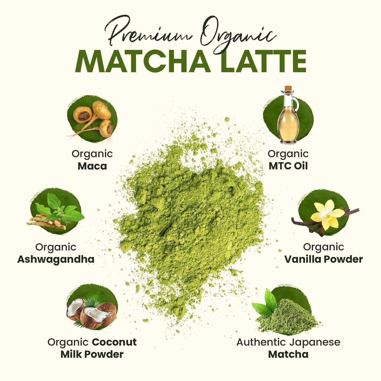Matcha Bio – Thé Japonais Premium à la Vanille & Ashwagandha (133 g)
