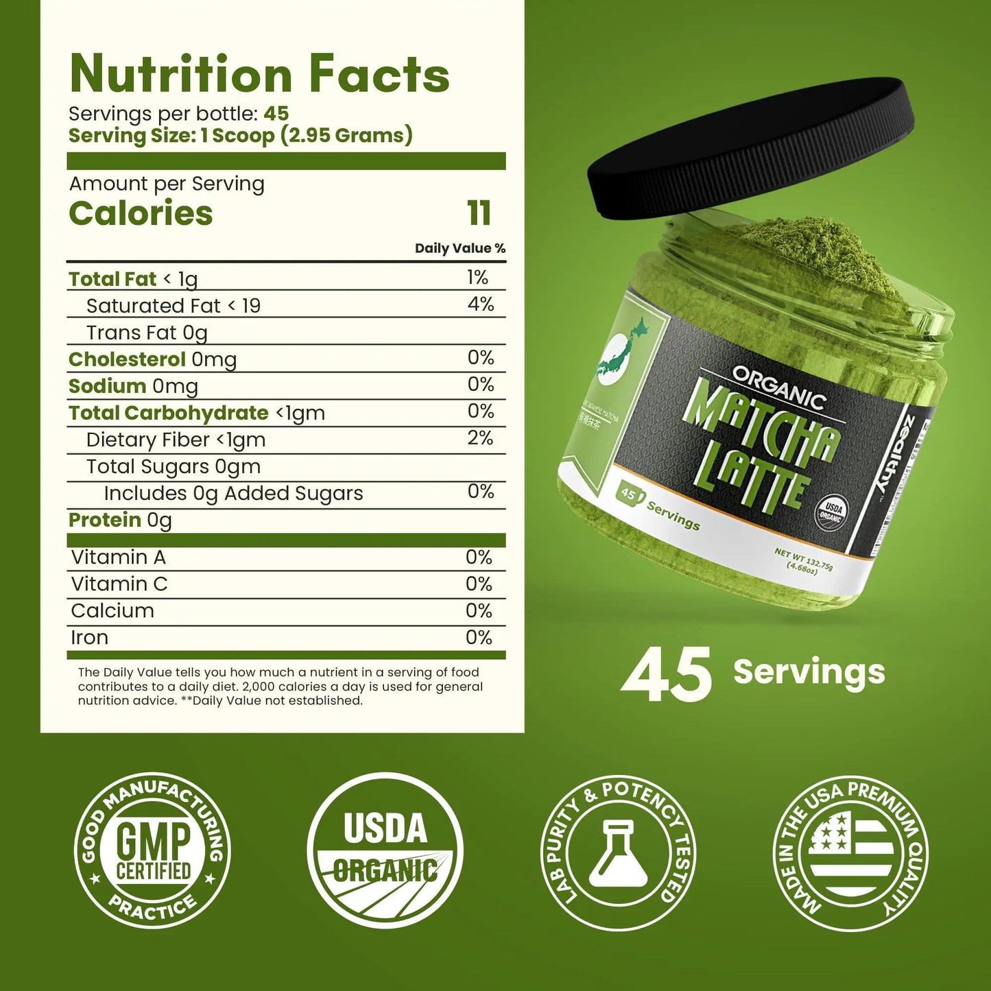 Matcha Bio – Thé Japonais Premium à la Vanille & Ashwagandha (133 g)